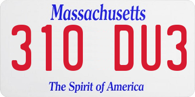 MA license plate 310DU3