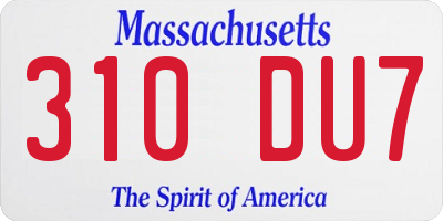 MA license plate 310DU7