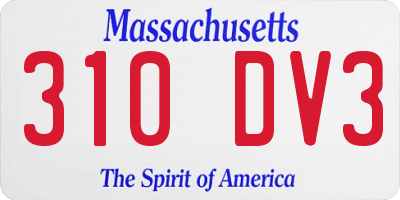 MA license plate 310DV3