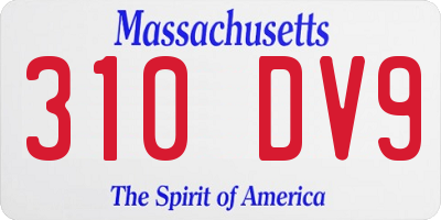 MA license plate 310DV9