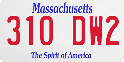 MA license plate 310DW2