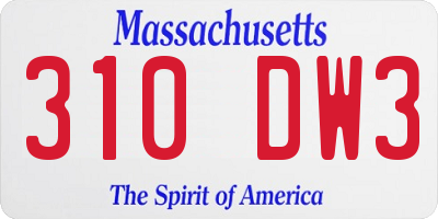 MA license plate 310DW3