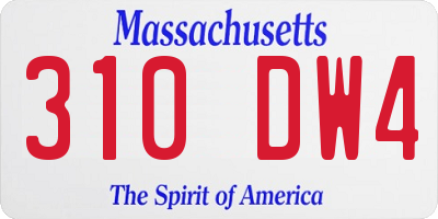 MA license plate 310DW4