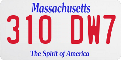 MA license plate 310DW7