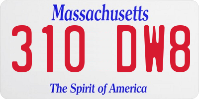 MA license plate 310DW8