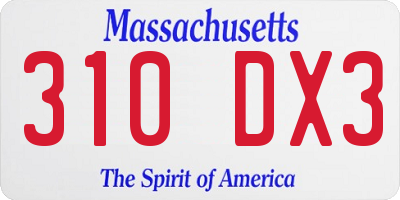 MA license plate 310DX3