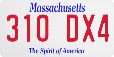 MA license plate 310DX4