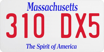 MA license plate 310DX5