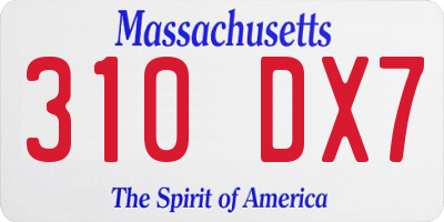 MA license plate 310DX7