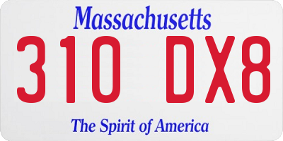 MA license plate 310DX8