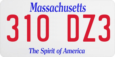 MA license plate 310DZ3