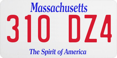 MA license plate 310DZ4