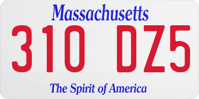 MA license plate 310DZ5