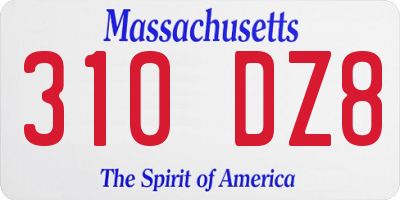 MA license plate 310DZ8