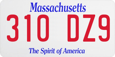 MA license plate 310DZ9
