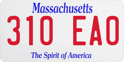 MA license plate 310EA0