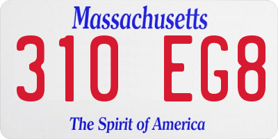MA license plate 310EG8