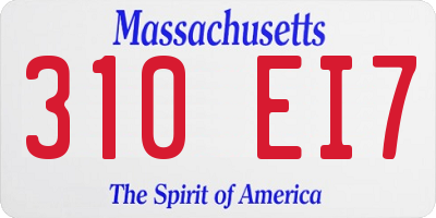 MA license plate 310EI7