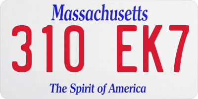 MA license plate 310EK7