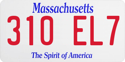 MA license plate 310EL7