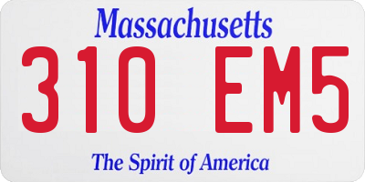 MA license plate 310EM5