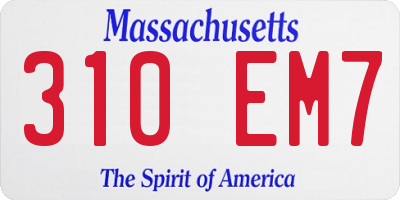 MA license plate 310EM7
