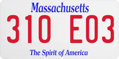 MA license plate 310EO3