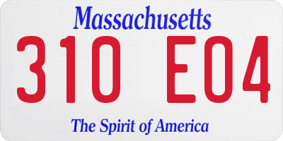 MA license plate 310EO4