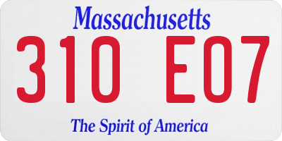 MA license plate 310EO7