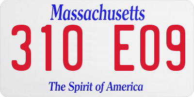MA license plate 310EO9