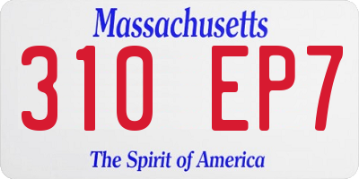 MA license plate 310EP7