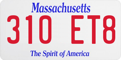 MA license plate 310ET8