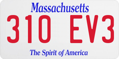 MA license plate 310EV3