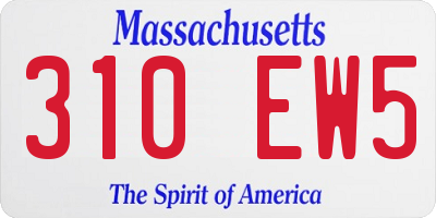 MA license plate 310EW5