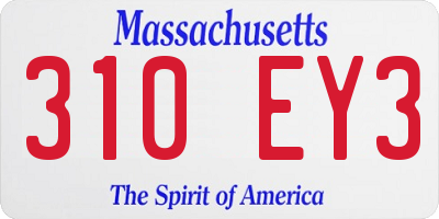 MA license plate 310EY3