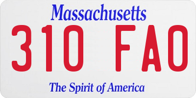 MA license plate 310FA0