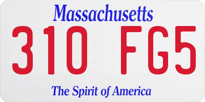 MA license plate 310FG5