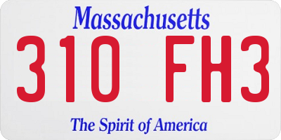 MA license plate 310FH3