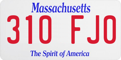 MA license plate 310FJ0
