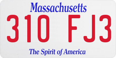 MA license plate 310FJ3