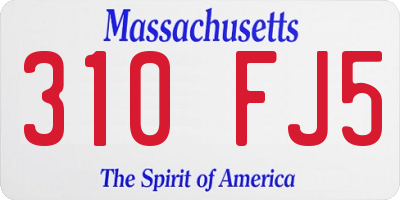 MA license plate 310FJ5