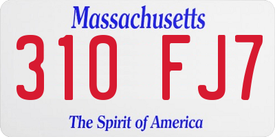 MA license plate 310FJ7