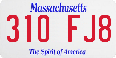 MA license plate 310FJ8
