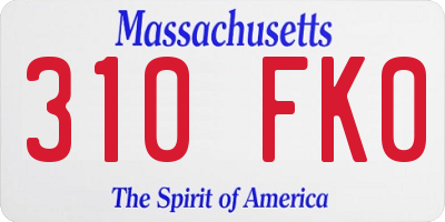MA license plate 310FK0