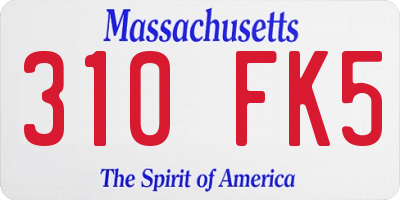 MA license plate 310FK5