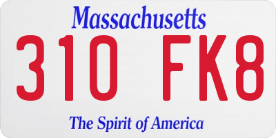 MA license plate 310FK8