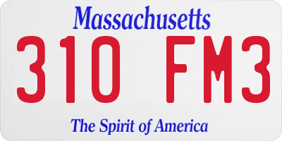 MA license plate 310FM3