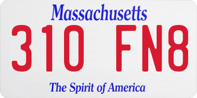 MA license plate 310FN8