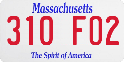MA license plate 310FO2