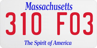 MA license plate 310FO3